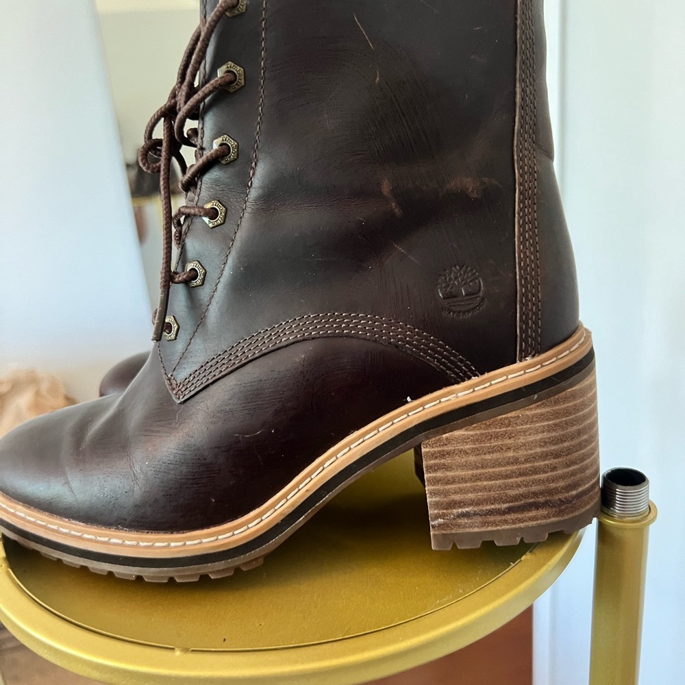 COPY - Timberland Brown Lace Up Boots with Wooden Heel